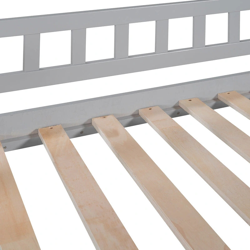 Lit mezzanine double avec escalier, deux tiroirs et toboggan