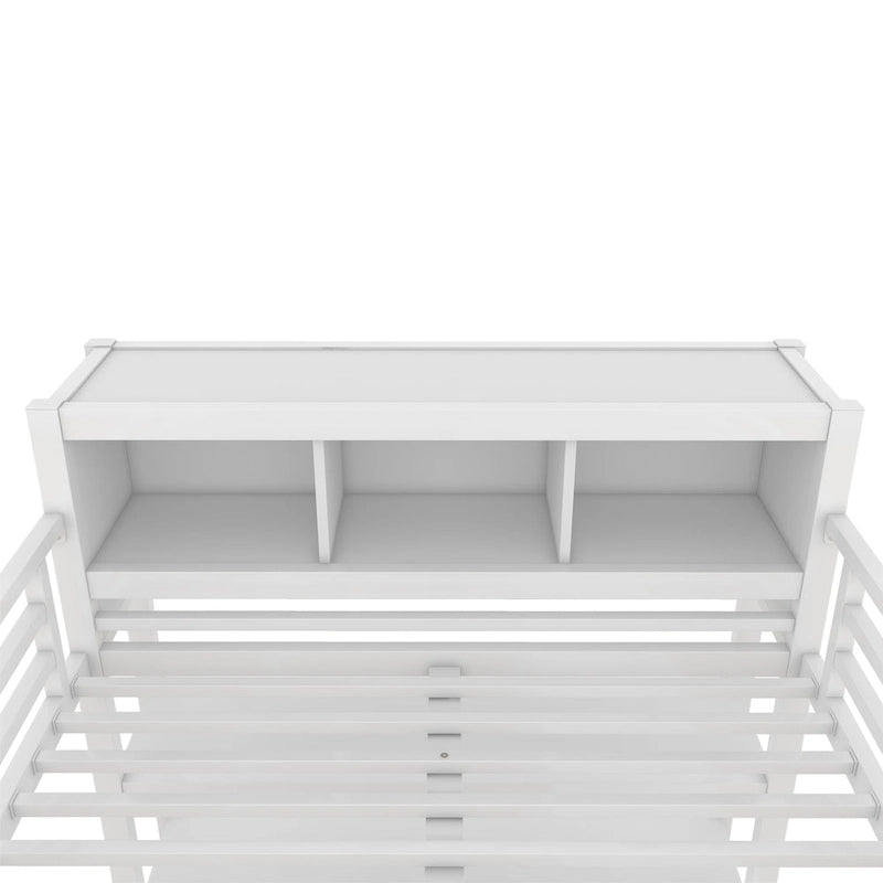 Lit mezzanine en métal avec armoire et bureau en L