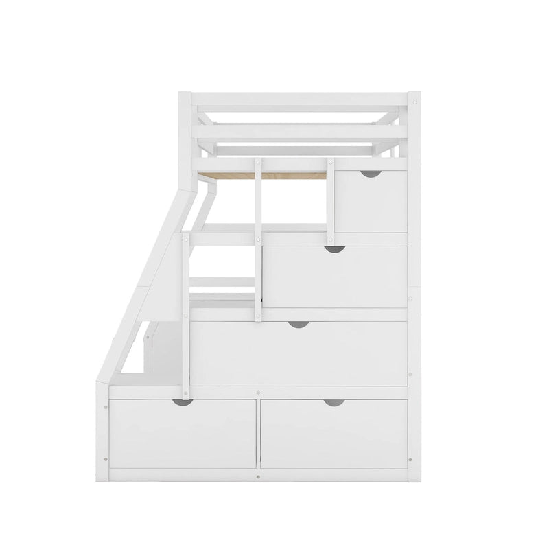 Lit mezzanine une place avec 7 tiroirs, 2 étagères et bureau