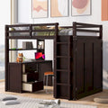 Lit mezzanine pleine grandeur avec tiroirs, bureau et armoire