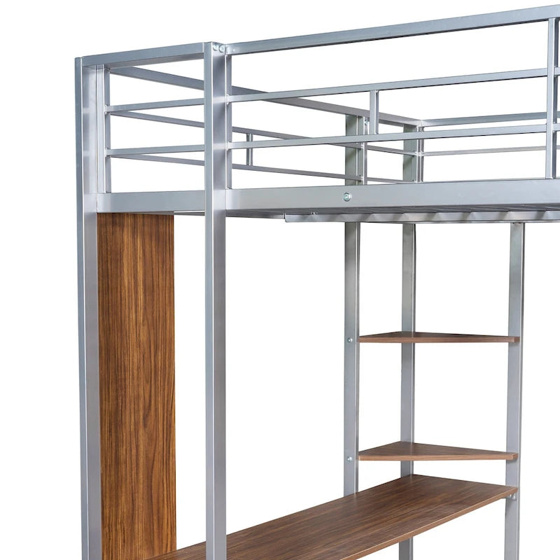 Lit mezzanine moderne avec échelle, format simple avec barrière de sécurité