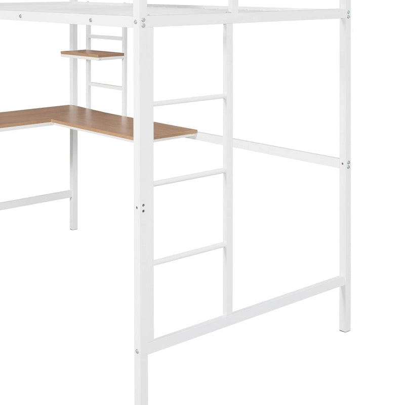 Lit mezzanine en métal double avec bureau et étagère