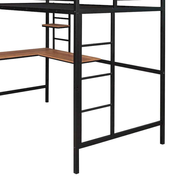Lit mezzanine en métal double avec bureau et étagère