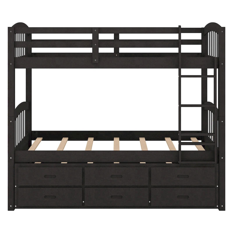 Lit superposé en bois avec tiroir gigogne et rangements