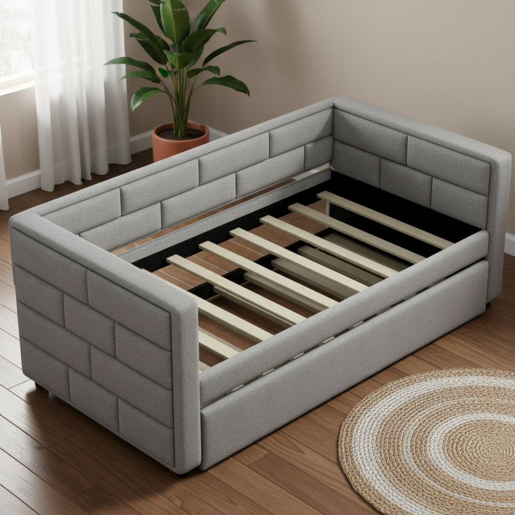Twin Size Daybed with Trundle in Gray