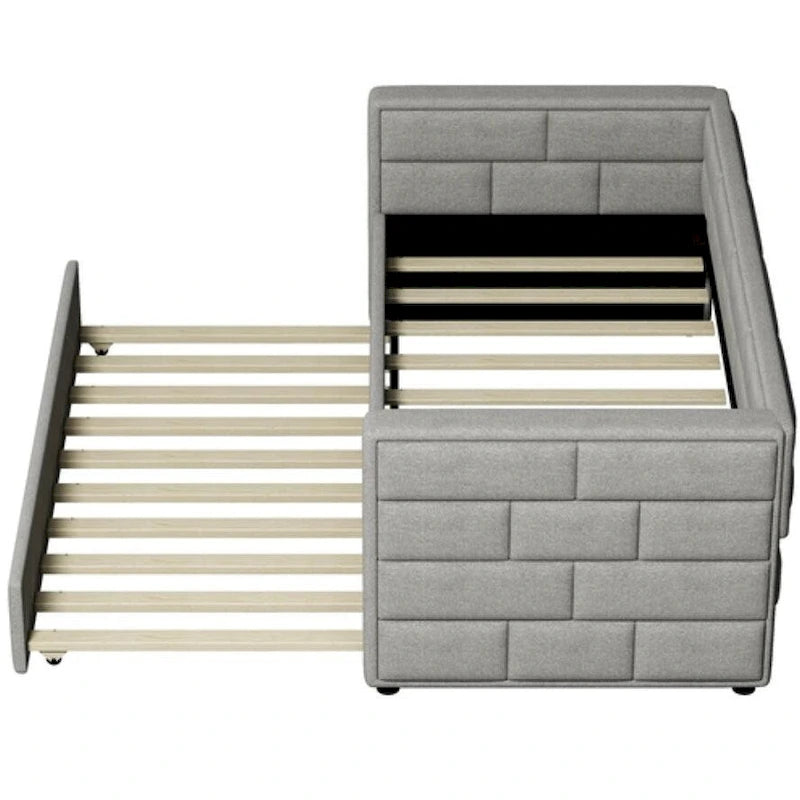 Lit de repos simple avec lit gigogne gris