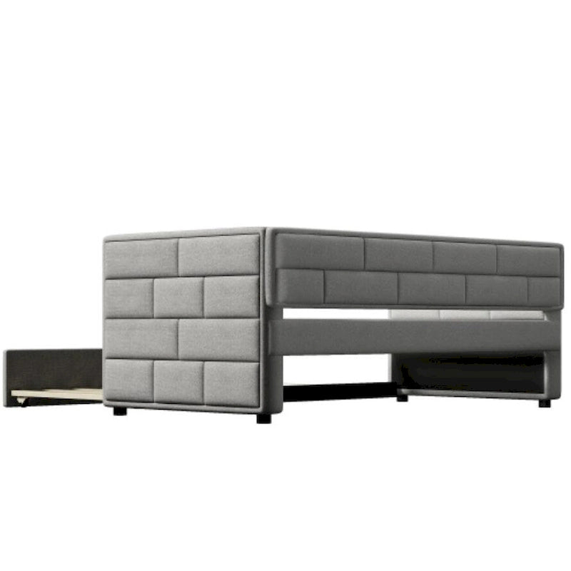 Twin Size Daybed with Trundle in Gray