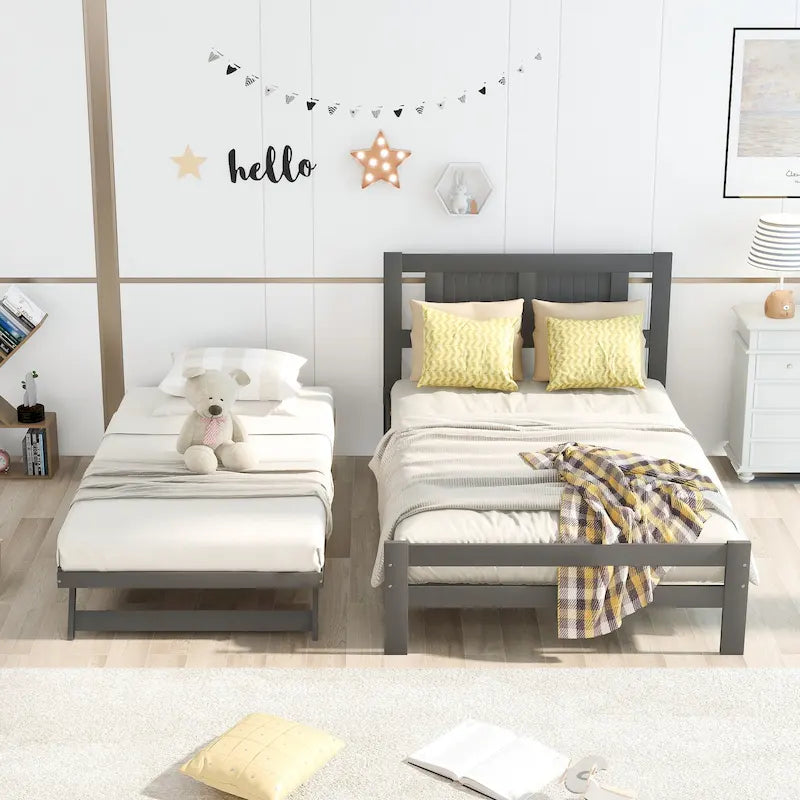 Lit plateforme double avec lit gigogne réglable