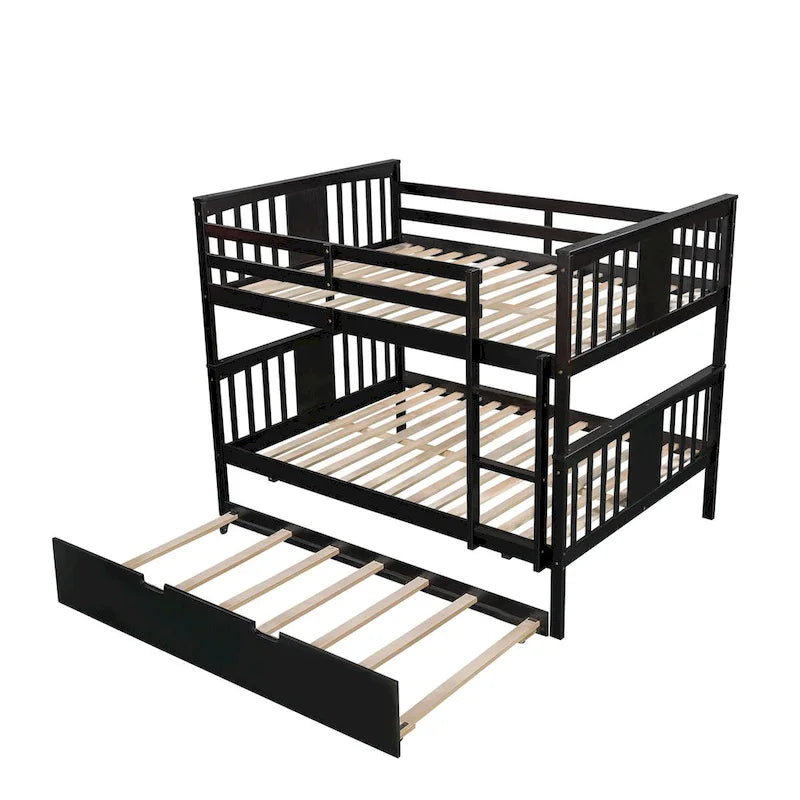 Lit superposé double sur double avec lit gigogne simple et échelle