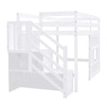 Lit mezzanine en bois massif double avec escalier de rangement