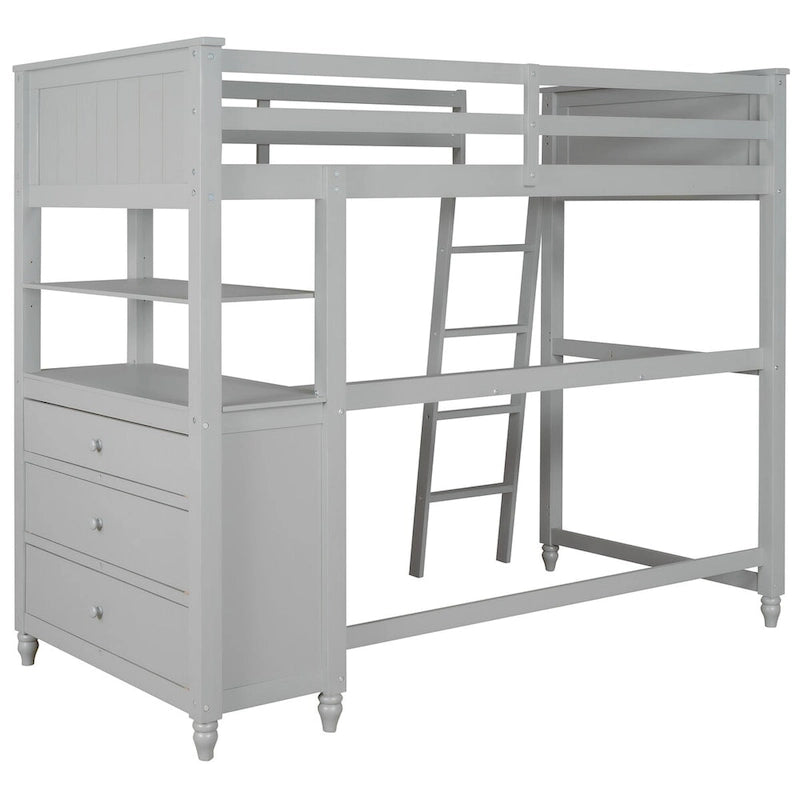 Lit mezzanine simple avec tiroirs et bureau