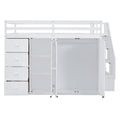 Full Size Wood Loft Bed with Built-in Wardrobes, Cabinets and Drawers