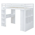 Lit mezzanine une place avec grandes étagères, bureau et éclairage LED