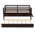 Low Loft Bed Twin Size with Full Safety Fence, Climbing ladder, Storage Drawers and Trundle Solid Wood Bed