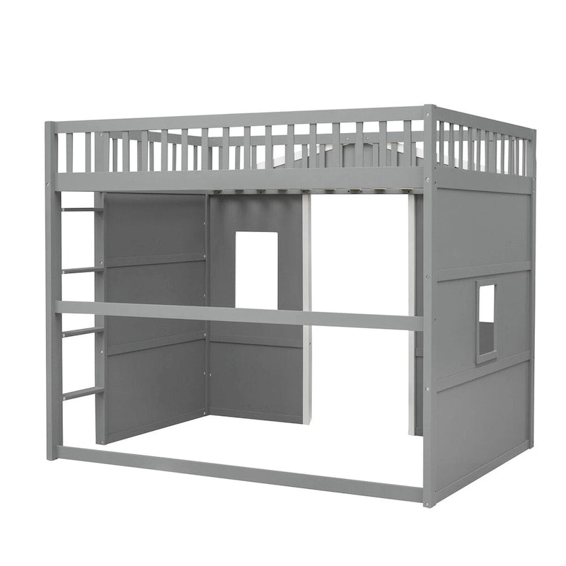 Lit cabane mezzanine en bois avec échelle, format pleine taille