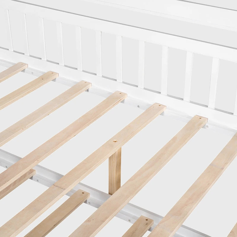 Lit cabane en bois de taille double avec lit gigogne double