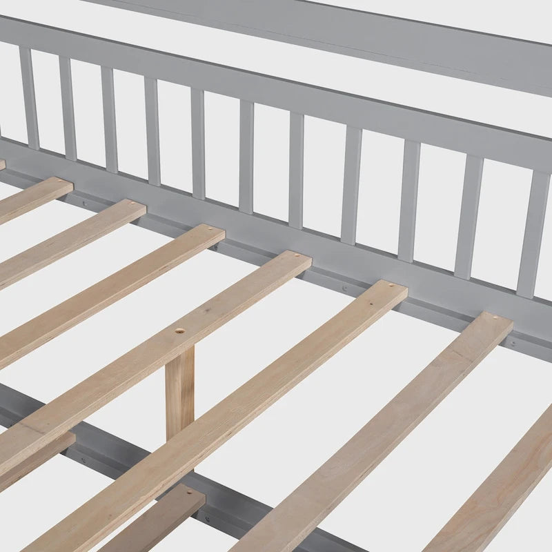 Lit cabane en bois de taille double avec lit gigogne double