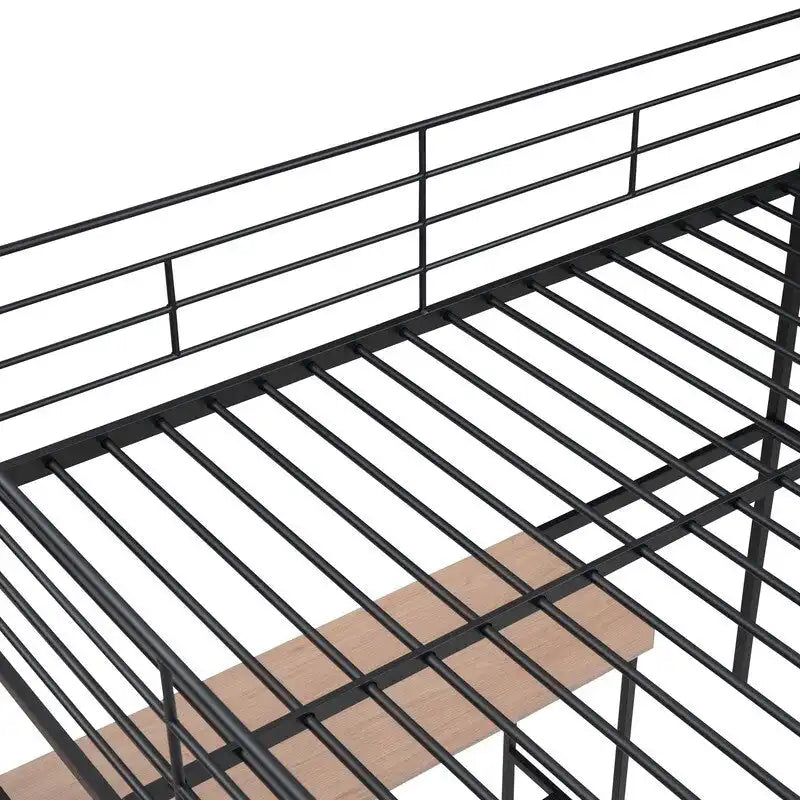 Lit mezzanine en métal avec bureau et rangement latéral échelle 4 marches, grand format