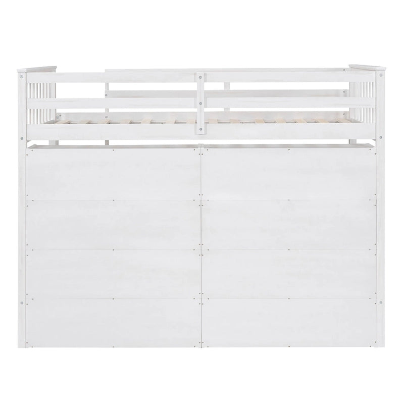 Lit mezzanine en bois, taille double, avec 8 étagères de rangement ouvertes, lit mezzanine multifonctionnel