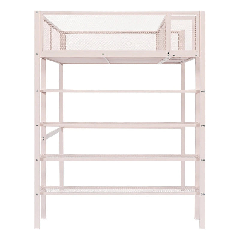 Lit mezzanine multifonctionnel rose de style moderne