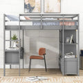 Lit mezzanine double avec bureau intégré, tiroirs et étagères