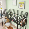 Lit mezzanine en métal avec bureau, prise de courant et éclairage LED, taille jumeau