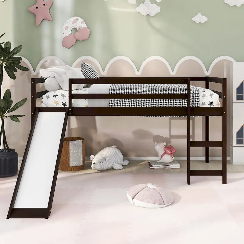 Lit mezzanine avec toboggan, design multifonctionnel, simple