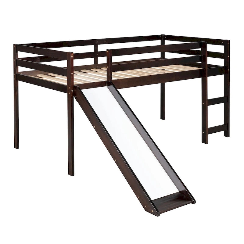 Lit mezzanine avec toboggan, design multifonctionnel, simple